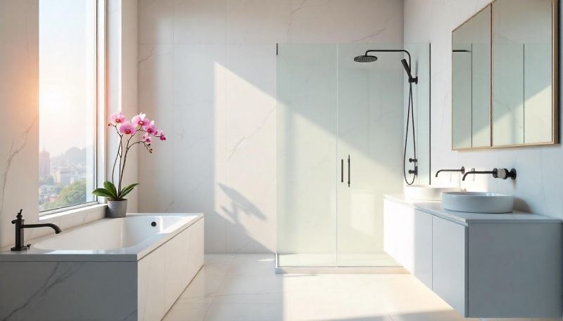Renovated bathroom highlighting minimalist design and premium materials